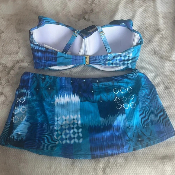 Bleu Rod Beattie Too Hot To Handle Bikini Set Top Size 36D Skirted Bottom Sz 10 - Picture 9 of 11
